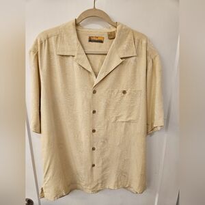 NWOT - Silk Bobby Chan Pale Yellow Camp Shirt - Size L